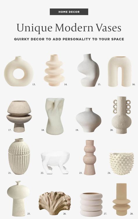 Shopping guide of unique modern vases for your home decor. Vase Deco, Modern Vases, Apartment Decoration, Unique Home Accessories, Interior Design Mood Board, Unique Vases, Home Decor Vases, Modern Vase, Decoration Inspiration