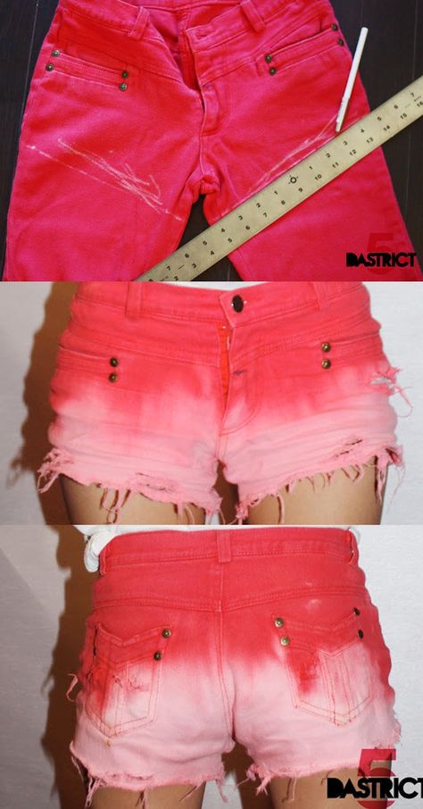 Dip Dye Shorts, Diy Old Jeans, Vetements Shoes, Crazy Summer, Old Dress, Diva Design, Diy Ombre, Heart Diy, Diy Shorts