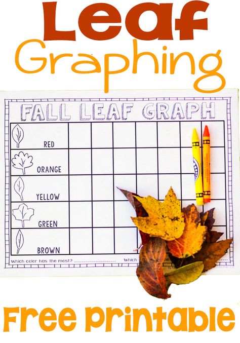 Free leaf graphing printable. Perfect for fall math and learning colors! Preschool Math Centers, Fall Science, Fall Lesson Plans, Fall Preschool Activities, Fall Lessons, Fall Math, Graphing Activities, Fall Kindergarten, Autumn Activities For Kids