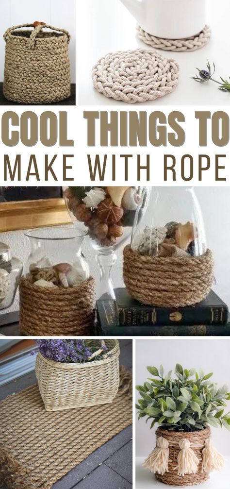 Upcycling, Macrame Bowls Rope Basket, Jute Rope Bowl Diy, Crochet With Rope Ideas, Twine Rope Crafts, How To Make A Rope Bowl, Jute Rope Basket Diy, Making Rope Baskets, Macrame With Jute Twine