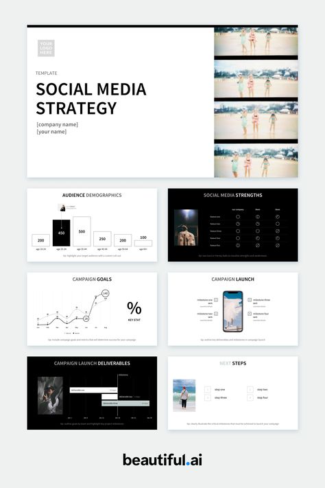 Try our free, customizable Social Media Strategy presentation template. Social Media Proposal Design, Social Media Presentation Template, Social Media Reporting Template, Social Media Marketing Presentation, Marketing Strategy Plan Template, Social Media Pitch Deck, Social Media Presentation Design, Social Media Strategy Presentation, Marketing Strategy Social Media Template