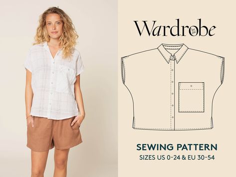 Couture, Boxy Button Up Shirt Sewing Pattern, Boxy Shirt Pattern, Apparel Sewing, Wrap Skirt Pattern, Women Sewing, Boxy Shirt, Shirt Sewing, Plus Size Sewing Patterns