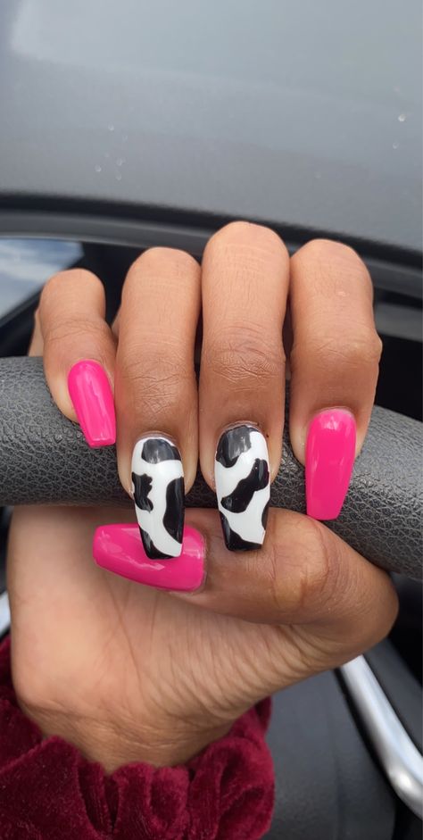 Accent Acrylic Nails, Cow Acrylic Nails, Country Acrylic Nails, Nails For 2023, Rodeo Nails, Cow Print Nails, Western Nails, 2023 Nail, Cow Nails