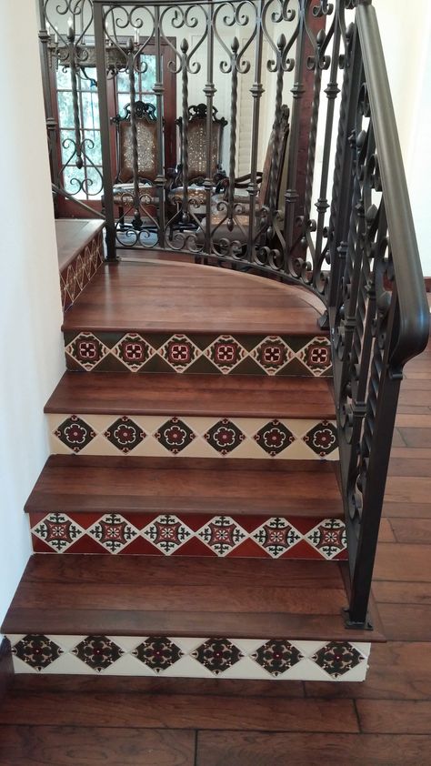 Talavera Staircase, California Staircase, Botticelli Angel, Mexican Tile Stairs, Tiled Steps, Colorful Bedroom Design, Staircase Design Ideas, Staircase Interior Design, Tile Steps