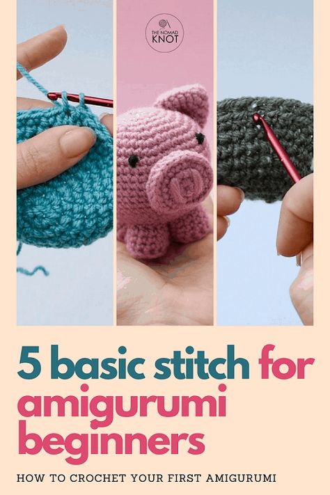 Amigurumi Patterns, Crochet Amigurumi For Beginners, Basic Amigurumi, Knitting Beginners, Beginners Amigurumi, Different Crochet Stitches, Amigurumi For Beginners, Stitches Crochet, Basic Stitches