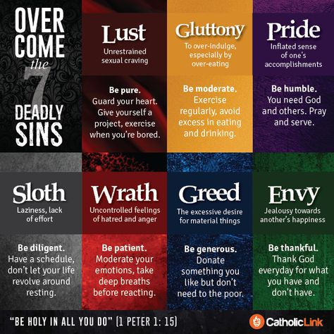 Would be good to post after a youth night over the 7 deadly sins Catholic Quotes, The 7 Deadly Sins, Seek God, Faith Formation, E Mc2, Religious Education, Bible Facts, 7 Deadly Sins, Bible Knowledge