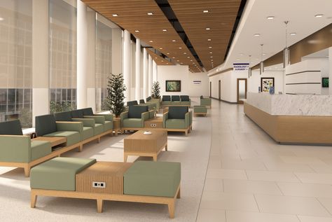 Healthcare Lobby Design, Health Clinic Interior Design, Health Architecture, Waiting Area Design, Medical Office Interior, Hospital Reception, Hospital Design Architecture, Hospital Waiting Room, Waiting Room Design