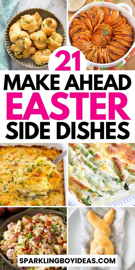 Discover the perfect Easter side dishes to complete your holiday feast! Delight your guests with fresh spring salads, creamy Easter potato dishes, and vibrant vegetable casseroles. Explore gluten-free and low-carb choices, alongside make-ahead easter sides for stress-free preparation. Whether you're looking for Easter bread recipes, colorful slaws, or festive easter deviled eggs, find inspiration to bring joy and flavor to your Easter dinner parties. So must try these easter recipes for family. Easy Easter Side Dishes, Easter Bread Recipes, Easter Ham Dinner, Ham Dinner Sides, Easter Dinner Side Dishes, Easter Vegetables, Easter Dinner Sides, Easter Dinner Party, Vegetable Casseroles