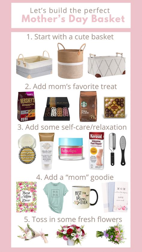 Mother's Day Basket, Diy Mother's Day Gift Basket, Homemade Gifts For Mom, Mothers Day Baskets, Birthday Presents For Friends, Mom Gift Basket, Birthday Basket, Birthday Presents For Mom, Diy Birthday Gifts For Friends