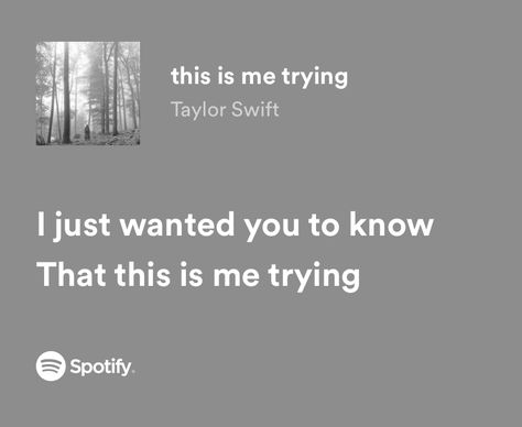 “i just wanted to you to know that this is me trying” Try Song, Taylor Swift Lyric Quotes, Taylor Swift Song Lyrics, Taylor Lyrics, Song Lyric Quotes, Me Too Lyrics, Favorite Lyrics, Music Mood, Taylor Swift Songs