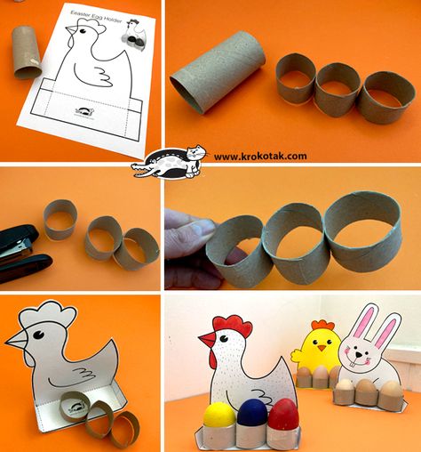 krokotak | EASTER EGG HOLDERS Easter Egg Holder Diy, Egg Holder Diy, Egg Holders, Easter Egg Holder, Farm Activities, Easter Egg Crafts, Spring Crafts For Kids, Felt Book, Egg Crafts