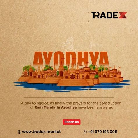 #tradex #dealbridge #dealcrafting #tradesimplicity #new #marketplacesuccess #selling #buying #uae #uaelife #cars #ayodhya #hindu #rammandir #ram #jaishreeram Ram Mandir Ayodhya Inauguration, Ram Mandir Pran Pratishtha Banner, Ram Mandir Invitation Card, Ram Mandir Pran Pratishtha Poster, Ram Mandir Inauguration, Ram Creative Ads, Ram Mandir Ayodhya 22 January, Ram Mandir Illustration, Ram Mandir Ayodhya Poster