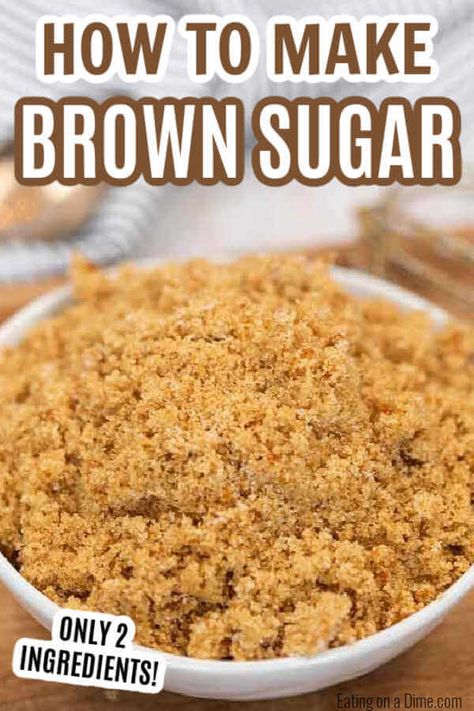 Brown Sugar Homemade, Homemade Brown Sugar, Homemade Dry Mixes, Make Brown, Make Brown Sugar, Homemade Sauces, Brown Sugar Recipes, Cooking Substitutions, Homemade Pantry