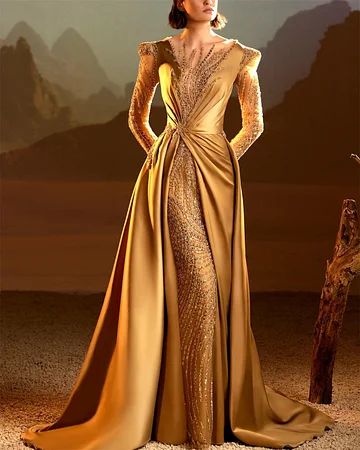 Elegant sequin gown Gold Maxi Dresses, Gowns For Petite Women, Latest Pakistani Dresses, Dinner Gowns, Gold Maxi Dress, Dresses For Prom, African Prom Dresses, Wedding Dress Sequin, Golden Dress