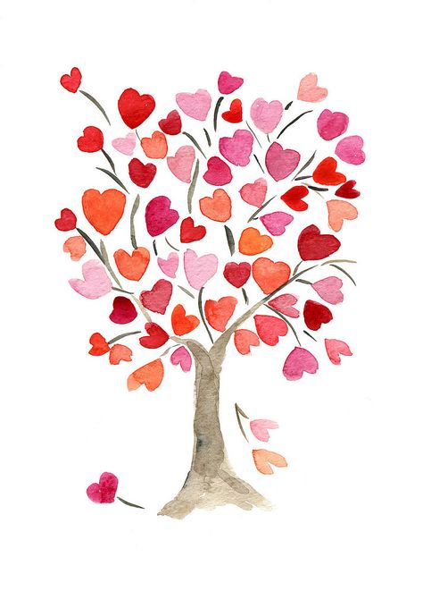 tree of hearts--potato stamping Collaborative? Valentine's Day? Boom Kunst, Heart Leaf, Idee Cricut, Valentines Sale, Heart Tree, Etsy Art, Heart Art, Tree Art, Art Plastique