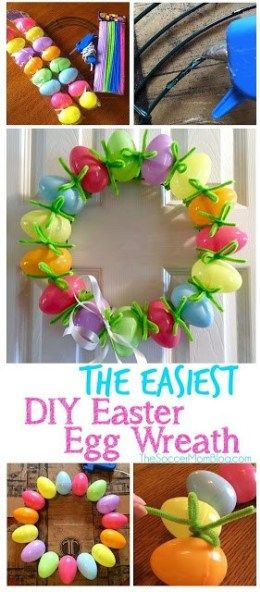 Easter Crafts For Seniors, Easter Egg Wreath Diy, Diy Osterschmuck, Easter Arts And Crafts, Easter Crafts For Adults, Arts And Crafts For Teens, Easter Egg Wreath, Kids Easter Basket, Diy Ostern