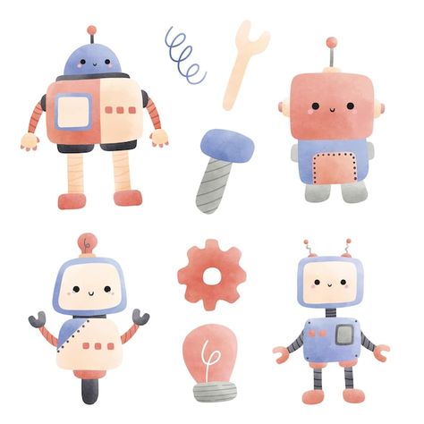 Kawaii, Robot Drawing Cute, Cute Robots Drawing, Robotics Illustration, Robotic Illustration, Robot Illustration Design, Cute Robot Drawing, Cute Robot Illustration, Cute Robot Art