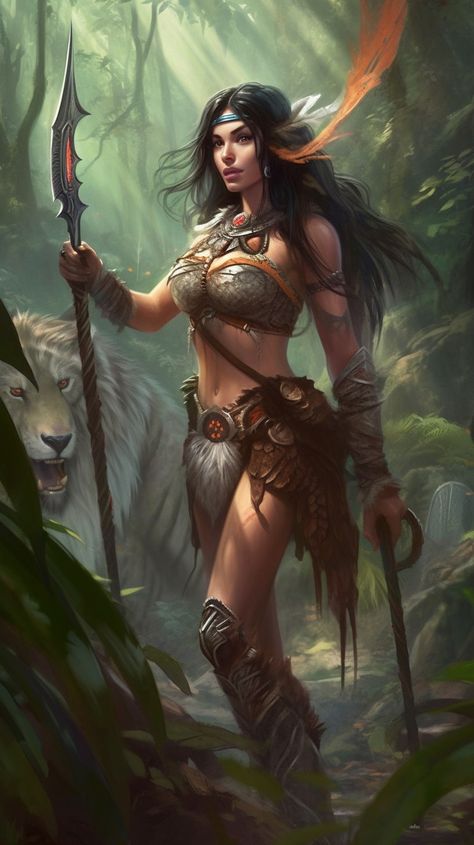 Nidalee Jungle Warrior Art, Jungle Goddess, Jungle Woman, Jungle Warrior, Animation Character Concept, Forest Hunter, Jungle Warriors, Hero Quest, Goddess Of The Hunt