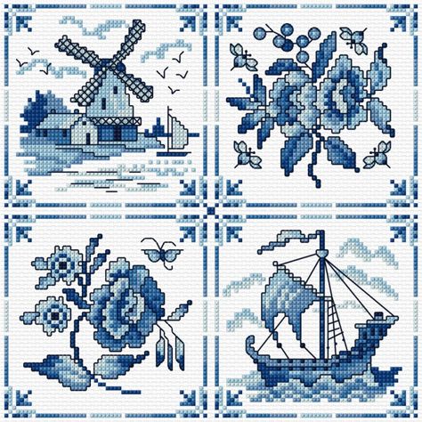 Delft Cross Stitch Patterns, Dutch Cross Stitch Patterns, Blue And White Cross Stitch Patterns, Dutch Cross Stitch, Dutch Pattern, Lesley Teare, Delft Tiles, Magazine Issue, Blue Embroidery