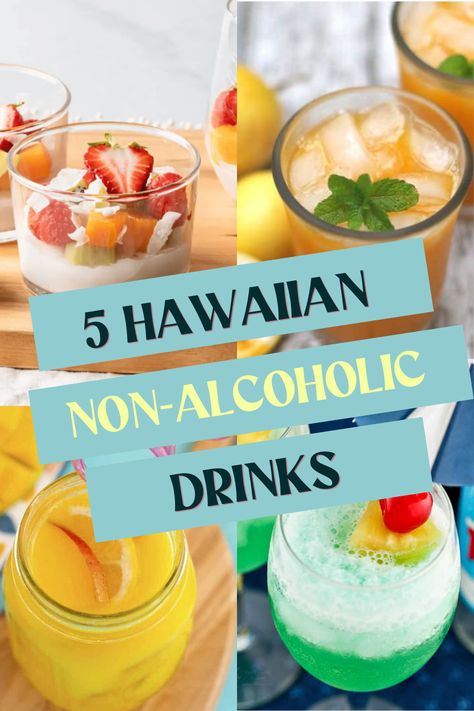 Here are 5 Hawaiian non-alcoholic beverages that you can sip on in Hawaii or at home so the only thing that pounds are the waves, not your head! Hawaiin Drinks, Hawaiian Party Drinks, Luau Punch, Luau Drinks, Drinks With Pineapple Juice, Hawaiian Drinks, Best Non Alcoholic Drinks, Alcoholic Punch Recipes, Hawaiian Cocktails