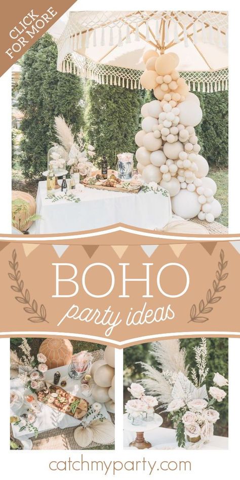 Rustic Disco Party, Easy Boho Party Decor, Outdoor Boho Party Decor, Boho Themed Party Birthdays, Boho Style Party Decor, Bohemian Style Party Decor, Bohemian Graduation Party Ideas, Boho Themed Picnic, Boho Table Decor Party