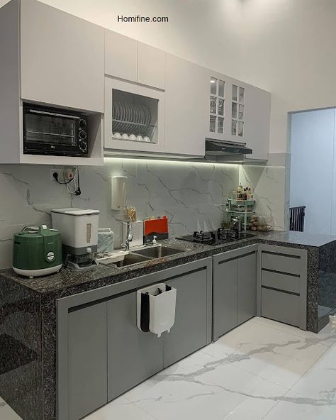 Earth Tones Kitchen, Simple Outdoor Kitchen, Model Dapur, Interior Dapur, Grey Kitchen Designs, Simple Kitchen Design, Beautiful Kitchen Designs, Latest House Designs, Charming Kitchen