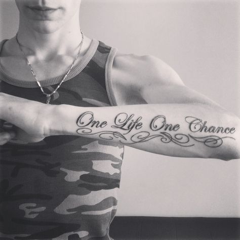 one life one chance tattoo Just One Life Tattoo, One Life One Chance Tattoo, Chance Tattoo, One Life Tattoo, Chicano Tattoos, Work Images, Tattoo Lettering Fonts, Cool Small Tattoos, Get Back To Work