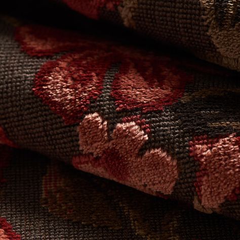 Dunrobin Tapestry Chocolate Tapestry, Velvet Fabrics, Clarence House, Visual Language, Tapestry Fabric, Velvet Fabric, Fabric Color, Loom, Textiles