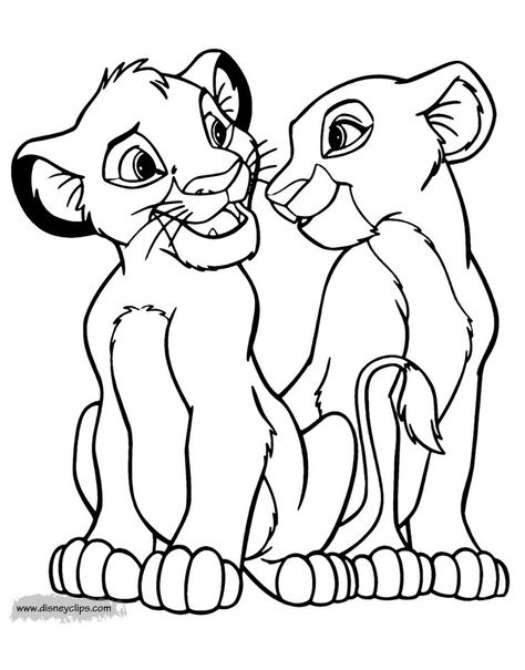 The Lion King Coloring Pages, Nala Lion King Drawing, Simba And Nala Drawing, Simba Lion King Drawing, Lion King Drawing Easy, Simba Coloring Pages, Colouring Pages Disney, Drawing Lion King, The Lion King Drawing