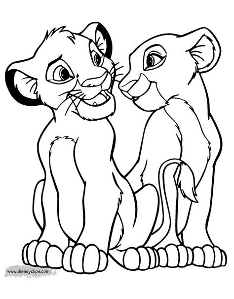 Nala And Simba Drawing, The Lion King Coloring Pages, Nala Lion King Drawing, Simba Lion King Drawing, Simba And Nala Drawing, Lion King Drawing Easy, Colouring Pages Disney, Simba Coloring Pages, Drawing Lion King