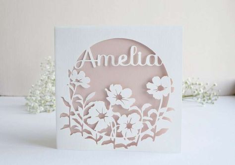 Name Card Wedding, Cricut Birthday Cards, Paper Projects Diy, Anniversary Cards Handmade, Cricut Birthday, Projets Cricut, Birthday Card For Her, Homemade Birthday Cards, Personalized Greeting Cards