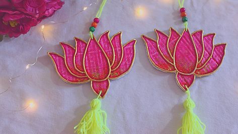 How to Make Lotus Wall Hanging for Diwali /Handmade Diwali Decoration Ideas Diwali Lotus Decor, Hangings For Diwali Decoration, Diy Lotus Wall Hanging, Lotus Hanging Decoration, Wall Hanging For Diwali, Lotus Wall Hanging, Diwali Hamper, Nursery Hanging Decor, Flower Making Crafts