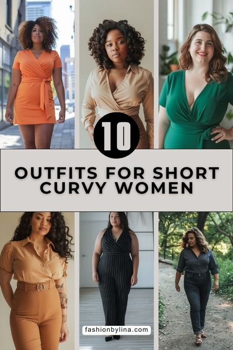 10 Outfit Inspirations For Short Curvy Women! Short And Curvy Outfits, Full Figured Women Fashion, Short Curvy Women, Outfits For Short Women Curvy, Curvy Outfits Summer, Curvy Work Outfit, Short Women Outfits, Style For Short Women, Short Curvy Girl Outfits