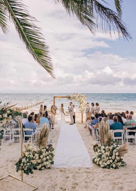 Beach Wedding Setup, Dreams Riviera Cancun Resort, Dreams Riviera Cancun, Outdoor Beach Wedding, Mexico Beach Weddings, Small Beach Weddings, Sunset Beach Weddings, Cancun Resort, Simple Beach Wedding