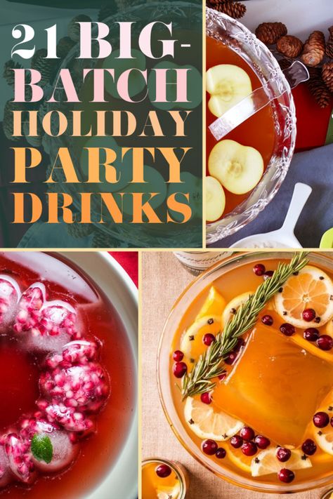 You'll drool over these 21 Big-Batch Cocktails To Get Everyone Drunk At Your Holiday Party Jelly Shots, Fingerfood Recipes, Holiday Party Drinks, Bagel Bar, Batch Cocktails, Holiday Punch, Party Dips, Jello Shots, Christmas Cocktails