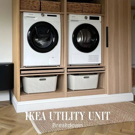 UTILITY • We couldn't wait to give this amazing utility room a space on the grid! @klk.interiors has completely smashed this utility room hack using IKEA Pax and provides a complete breakdown of how they achieved such an amazing space. A year on and the hack is looking 🔥 #ikeahack #ikeahome #ikeapax #paxhack #utility #utilityroom #utilityroomdecor #utilityroominspo #utilityroomideas Ikea Utility Room, Ikea Utility, Utility Ideas, Ikea Laundry, Ikea Laundry Room, Ikea Pax Hack, Utility Room Designs, Laundry Room Colors, Laundry Room Hacks