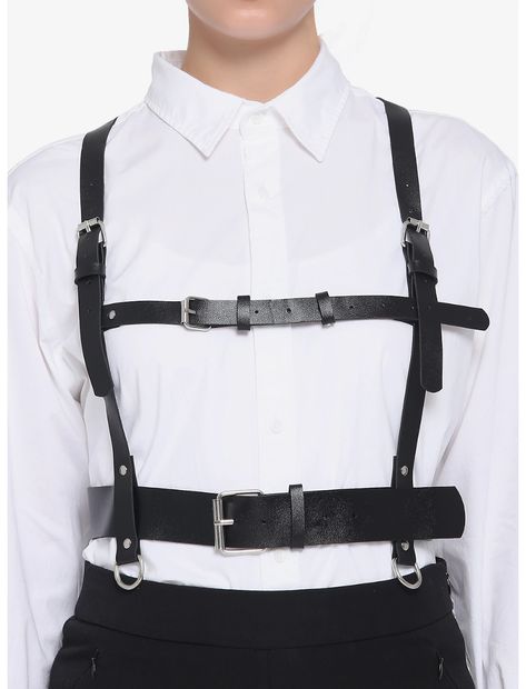 Black Double Buckle Harness Steampunk Male Outfit, Harness Aesthetic, Hot Topic Store, Buckle Harness, Mustache And Goatee, Harness Outfit, Harness Fashion, Make Your Outfit, Queer Fashion