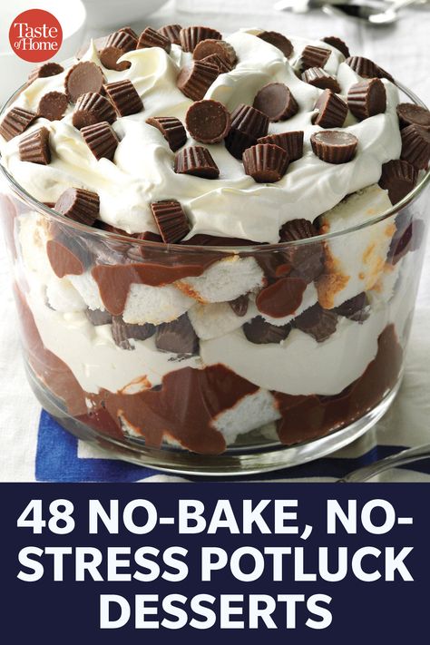 48 No-Bake, No-Stress Potluck Desserts Easy Potluck Desserts, Potluck Recipes Dessert, Quick Summer Desserts, Cookout Desserts, Desserts Aesthetic, Summer Desserts Easy, Cheap Desserts, Easy Summer Dessert Recipes, Desserts Summer