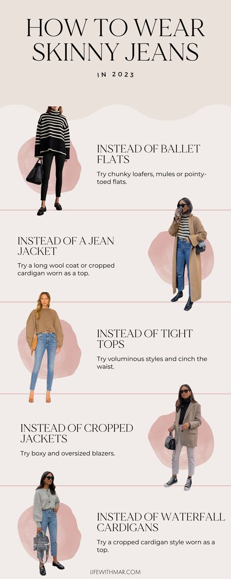 Jeans Slim Women, Dress For Skinnies Girl, How To Style Skinfit Jeans, Trending Jeans Outfit, Modern Jeans Outfit, Outfit Ideas For Skinnies Girl, Jeans 2023 Fall, Jeans Styling Ideas Women, How To Style Jeans And Top