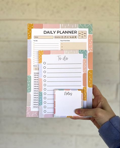 Daily planner bundle journalplanner #weeklyplanner # #plannerpages Organisation, Cute Notepad Design, Notepad Design Ideas, Notepads Design Ideas, To Do List Inspiration, Notepad Packaging, Sticky Notes Ideas, Business Planner Organization, Diy Notepad