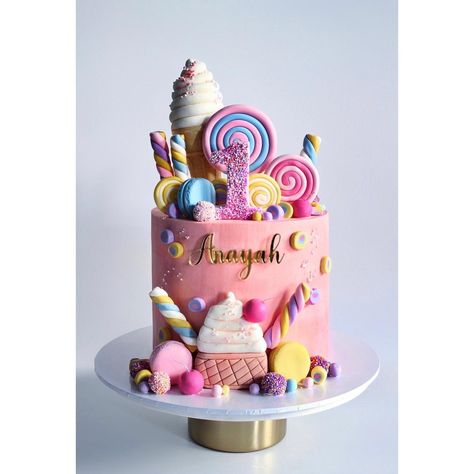 Essen, Colorful Candy Cake, Fourever Sweet, Candy Theme Cake, Candy Land Cake, Lolly Cake, Suprise Birthday Party, Candyland Cake, Candy Birthday Cakes