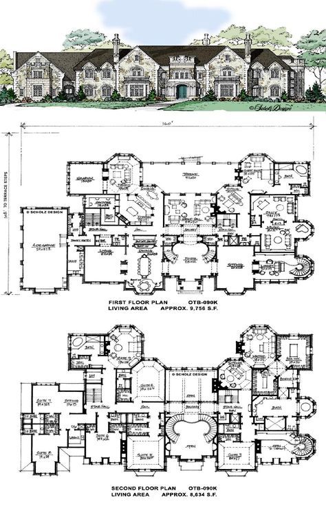 Mansion Plans, Stair Cases, Castle Floor Plan, Modern Castle, Huge Family, Pelan Rumah, House Plans Mansion, Room Master, Mansion Floor Plan