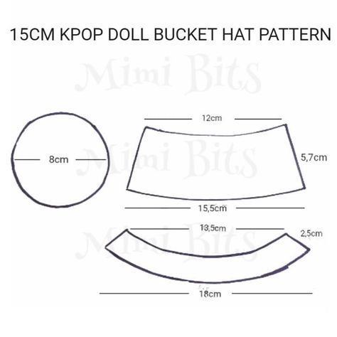 mimibitscoolcraft en Instagram: “Here it is, the sewing pattern for a bucket hat for your doll! Don't forget to watch the tutorial on my youtube channel, link is in my bio…” Couture, Molde, How To Make A Bucket Hat, Bucket Hat With String, Pola Topi, Bucket Hat Pattern, Kids Bucket Hat, Tammy Doll, Dolls Clothes Diy