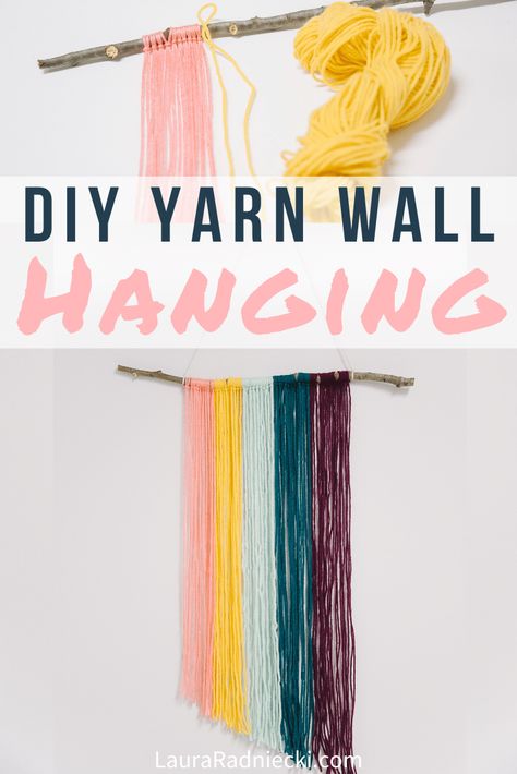 How to Make a DIY Yarn Wall Hanging Crafts With Yarn Easy, Yarn Craft Ideas, Crafts With Yarn, Diy Yarn Wall Hanging, Yarn Decor, Free Craft Patterns, Statement Art Pieces, Easy Yarn Crafts, Diy Pom Poms