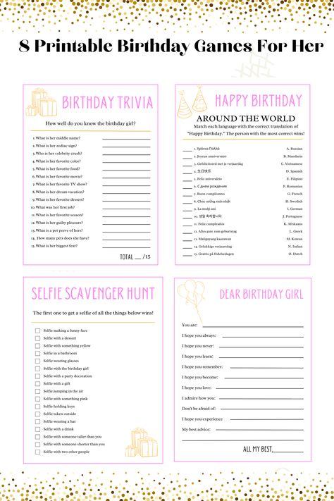 Girl Party Games, Printable Birthday Games, Games To Play With Family, Sweet Sixteen Party Themes, Sweet 16 Games, Party Games Birthday, Games For Parties, Fairytale Birthday Party, Sweet 16 Party Themes