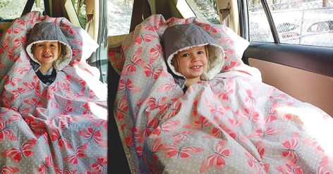 Couture, Ponchos, Diy Car Seat Poncho, Car Seat Blanket Diy, Car Seat Poncho Diy, Poncho Diy, Car Seat Cover Pattern, Puffy Winter Jacket, Car Seat Poncho