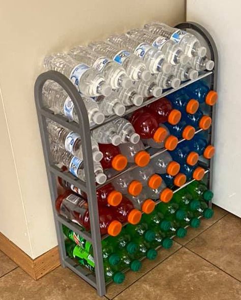 Great Idea for organzing drinks, shoe rack from dollar general. Not my idea, but thought it was Pin worthy Bilik Idaman, Drink Storage, Desain Pantry, House Organisation, Patio Diy, Hemma Diy, Kitchen Organization Pantry, Kitchen Organization Diy, Home Organisation