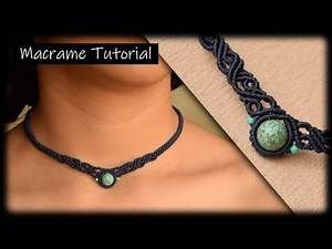 micro macrame - AOL Video Search Results Diy Macrame Necklace, Diy Choker Necklace, Stone Macrame, Micro Macrame Tutorial, Necklace With Stone, Diy Necklaces Tutorial, Macrame Choker, Diy Choker, Collar Macrame