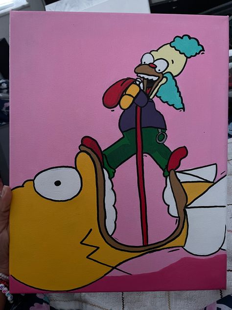 Tela, Cartoons To Paint On Canvas, Cartoon Network Canvas Painting, Drawing Ideas For Painting, Fye Drawings, Painting Ideas On Canvas Y2k, Cool Cartoon Paintings, Canvas Painting Ideas Cartoon, Cartoon Characters Paintings