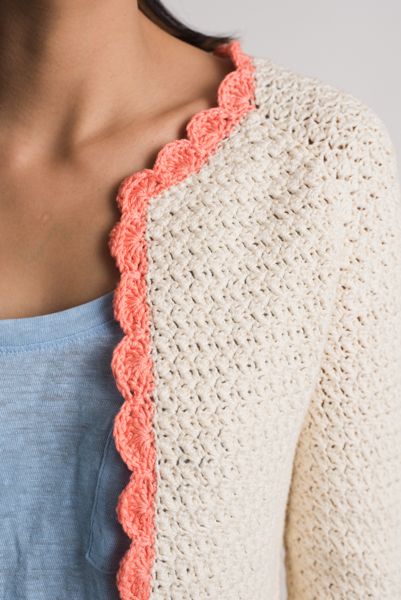 Magnolia Scalloped Cardigan - I Like Crochet Crochet Sweater Trim, Crochet Cardigan Edge, Crochet Cardigan Border, Crochet Sweater Edging, Crochet Cardigan Collar, Crochet Edging For Cardigan, Crochet Cardigan With Collar, Scalloped Edge Crochet, Crochet Loom